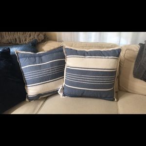 Pier 1 Blue & Cream Throw Pillows (2)